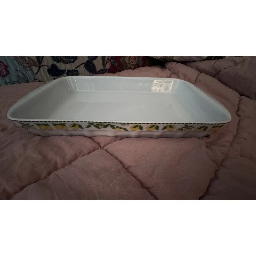 Vtg Porcelaine du Reussy France Lemon Baking Dish‎ Cathie B Citrus Rectangular